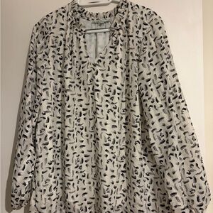 Cleo Black and White Abstract Blouse